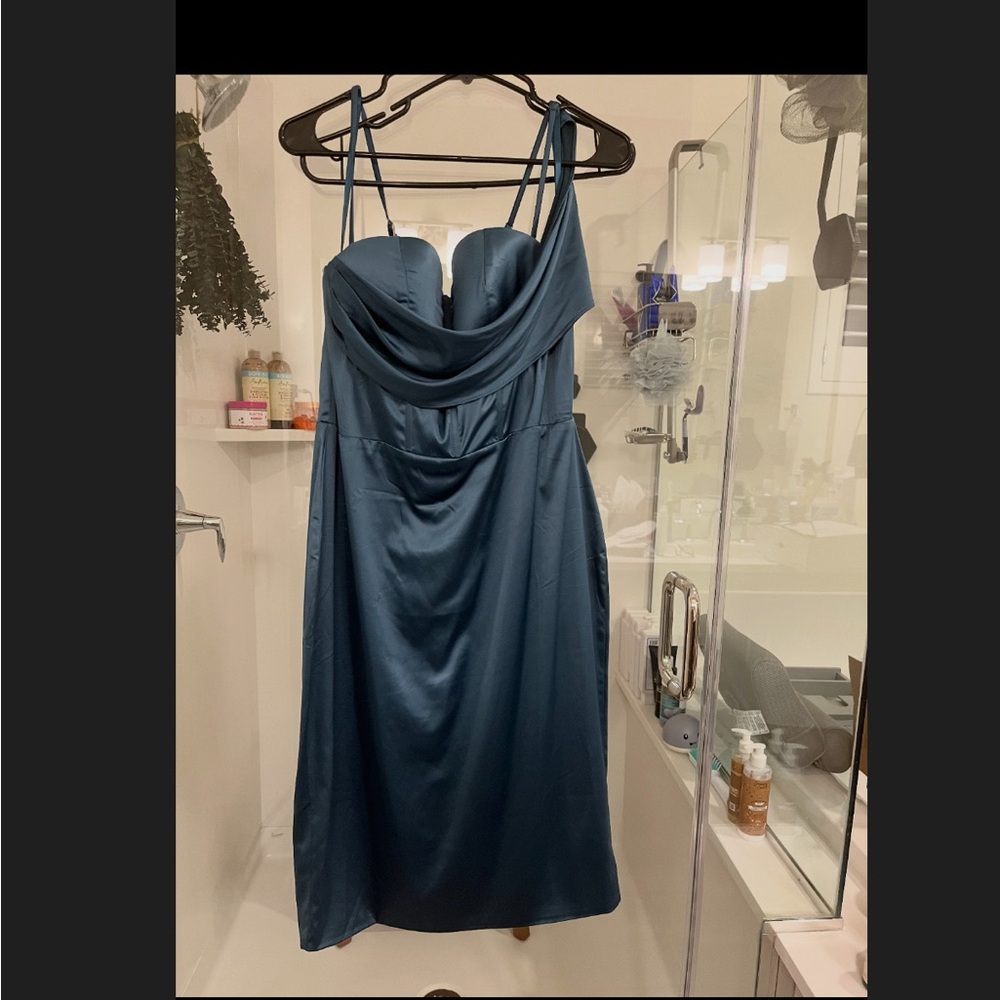 Fashion Nova Strapless Teal Dress